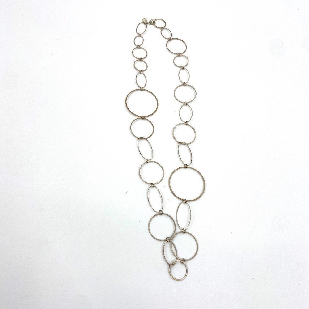 Claires Y2k Circle Tarnished Silver Tone Necklace Costume Jewelry 8$